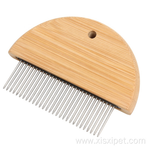 Bamboo Wooden Pet Metal Needle Hair Comb Cat